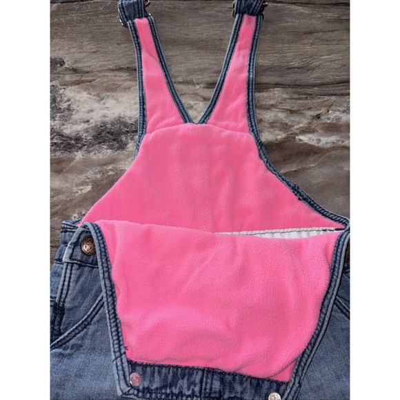 Oshkosh B'gosh‎ 12 months Denim Bib Overalls Pink Warm Fleece Lined Winter - Picture 8 of 9